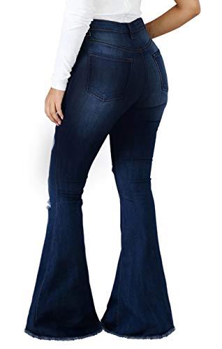 Women Elastic Waist Ripped Bell Bottom Jeans SeNight
| SeNight Women Destroyed Raw Hem Flared Jean
| Elastic Waist Ripp